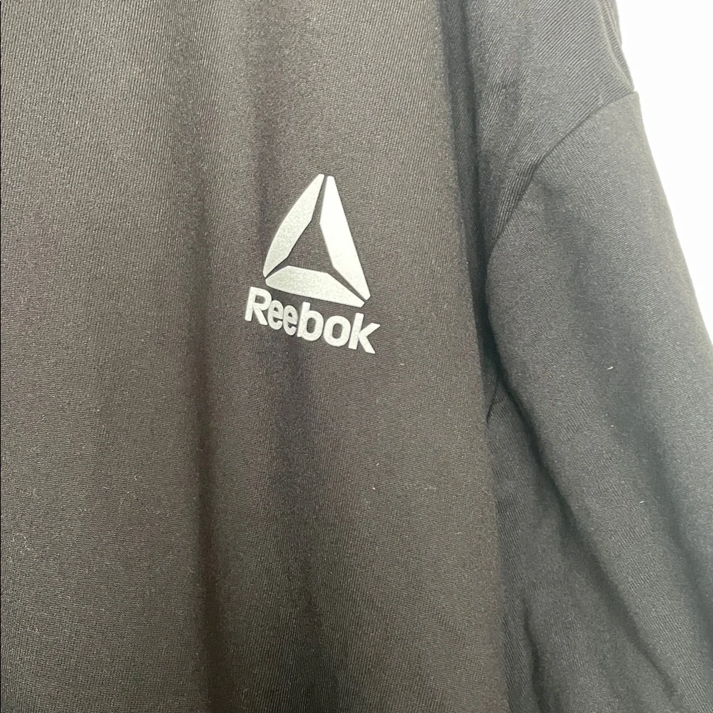 Reebok Black Short Sleeve Tee with White Logo 2XL 94% polyester 6% spandex